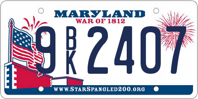 MD license plate 9BK2407