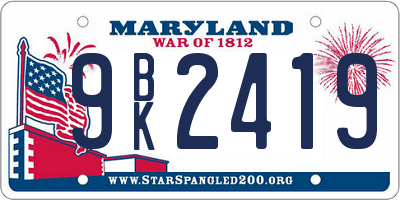 MD license plate 9BK2419
