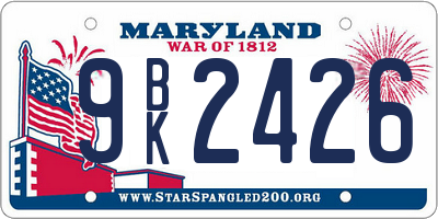 MD license plate 9BK2426