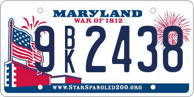 MD license plate 9BK2438