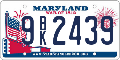 MD license plate 9BK2439