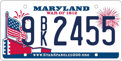 MD license plate 9BK2455