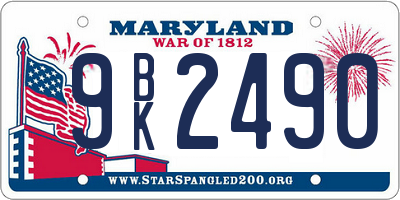 MD license plate 9BK2490