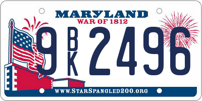 MD license plate 9BK2496