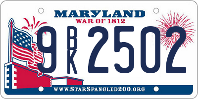 MD license plate 9BK2502