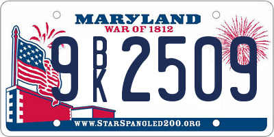 MD license plate 9BK2509