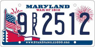 MD license plate 9BK2512