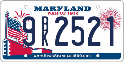 MD license plate 9BK2521