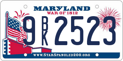 MD license plate 9BK2523