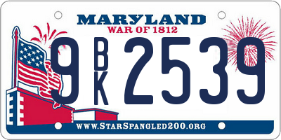 MD license plate 9BK2539