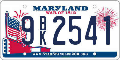 MD license plate 9BK2541