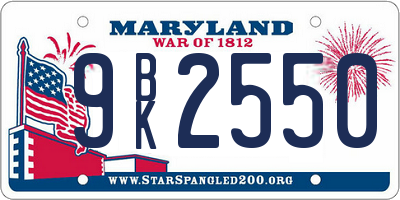 MD license plate 9BK2550