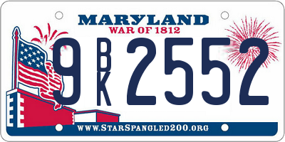 MD license plate 9BK2552