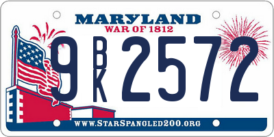 MD license plate 9BK2572
