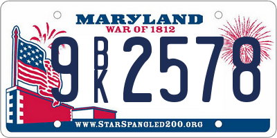 MD license plate 9BK2578