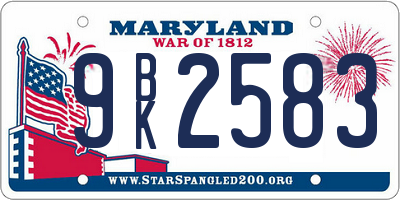 MD license plate 9BK2583