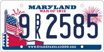 MD license plate 9BK2585