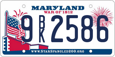 MD license plate 9BK2586