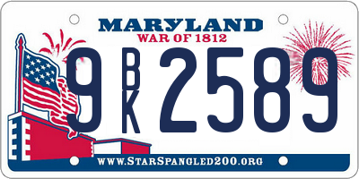 MD license plate 9BK2589