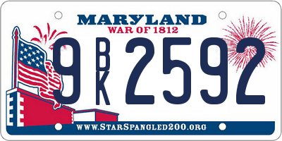 MD license plate 9BK2592