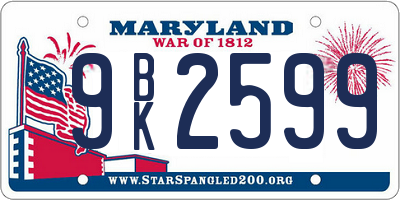 MD license plate 9BK2599