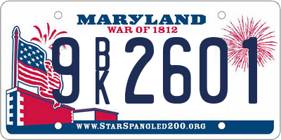 MD license plate 9BK2601