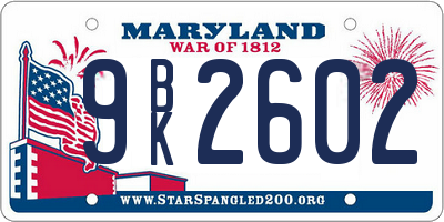 MD license plate 9BK2602
