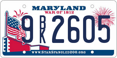 MD license plate 9BK2605