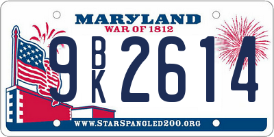 MD license plate 9BK2614