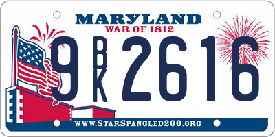 MD license plate 9BK2616