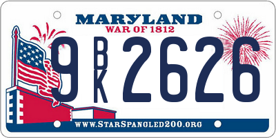 MD license plate 9BK2626