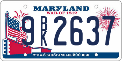 MD license plate 9BK2637