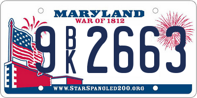 MD license plate 9BK2663