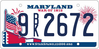 MD license plate 9BK2672
