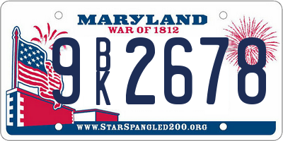 MD license plate 9BK2678
