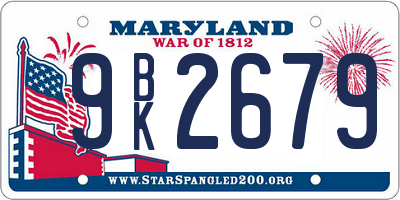 MD license plate 9BK2679