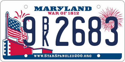 MD license plate 9BK2683