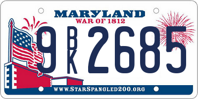 MD license plate 9BK2685