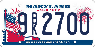 MD license plate 9BK2700