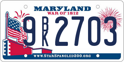 MD license plate 9BK2703