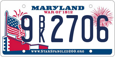 MD license plate 9BK2706