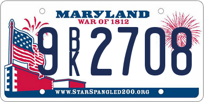MD license plate 9BK2708