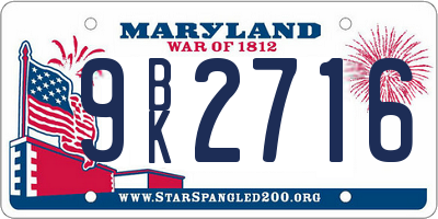 MD license plate 9BK2716