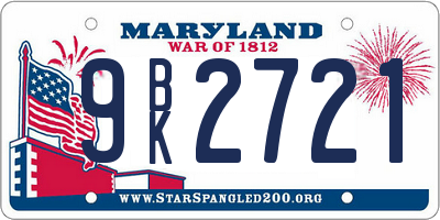 MD license plate 9BK2721