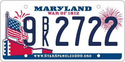 MD license plate 9BK2722