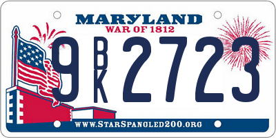MD license plate 9BK2723