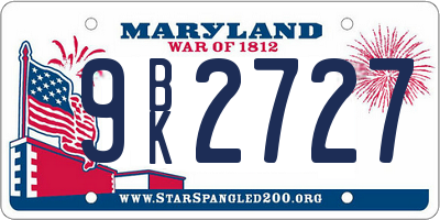 MD license plate 9BK2727