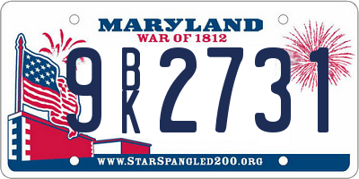 MD license plate 9BK2731