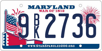 MD license plate 9BK2736
