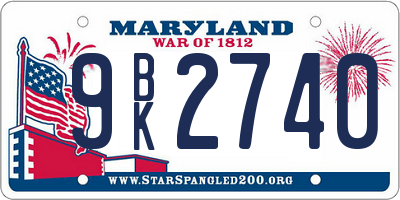 MD license plate 9BK2740